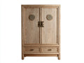 Armario ropero de madera natural 2 puertas 2 cajones 100x180x45 cm - estilo clásico oriental dormitorio