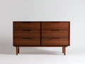 Cómoda de madera nogal oscuro 6 cajones diseño moderno estilo minimalista 150x45x80 cm - almacenamiento funcional para dormitorio