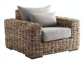Sillones de ratán de ratán natural con cojines acolchados 96 x 90 x 82 cm - Marrón natural-Gris - Diseño contemporáneo para salón y terraza