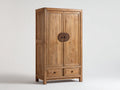 Armario de madera maciza estilo rústico roble 2 puertas con 2 cajones diseño clásico 100x50x180 cm - almacenamiento dormitorio tradicional