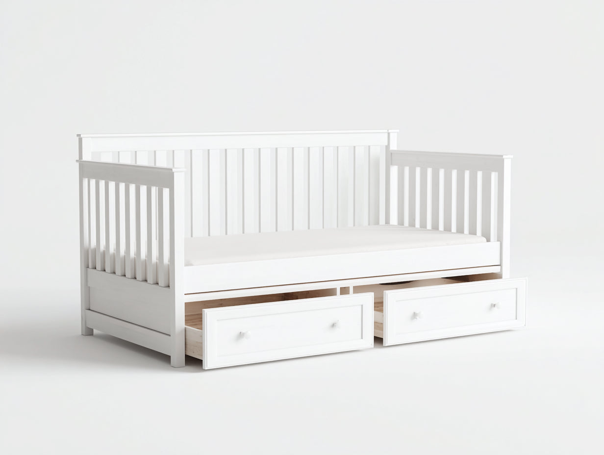 Sofás cama blanco estilo moderno con 2 cajones almacenamiento dormitorio infantil 200x90x80 cm