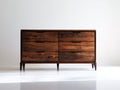 Cómodas cómoda de madera maciza 140x45x80 cm - Marrón nogal - Estilo moderno natural