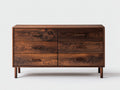 Cómodas de madera marrón oscuro con 6 cajones 140x45x85 cm estilo moderno retro para dormitorio