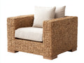 Sillones de ratán de fibras naturales con cojines acolchados 94 x 90 x 82 cm - Madera natural-Beige - Diseño moderno para salón y terraza