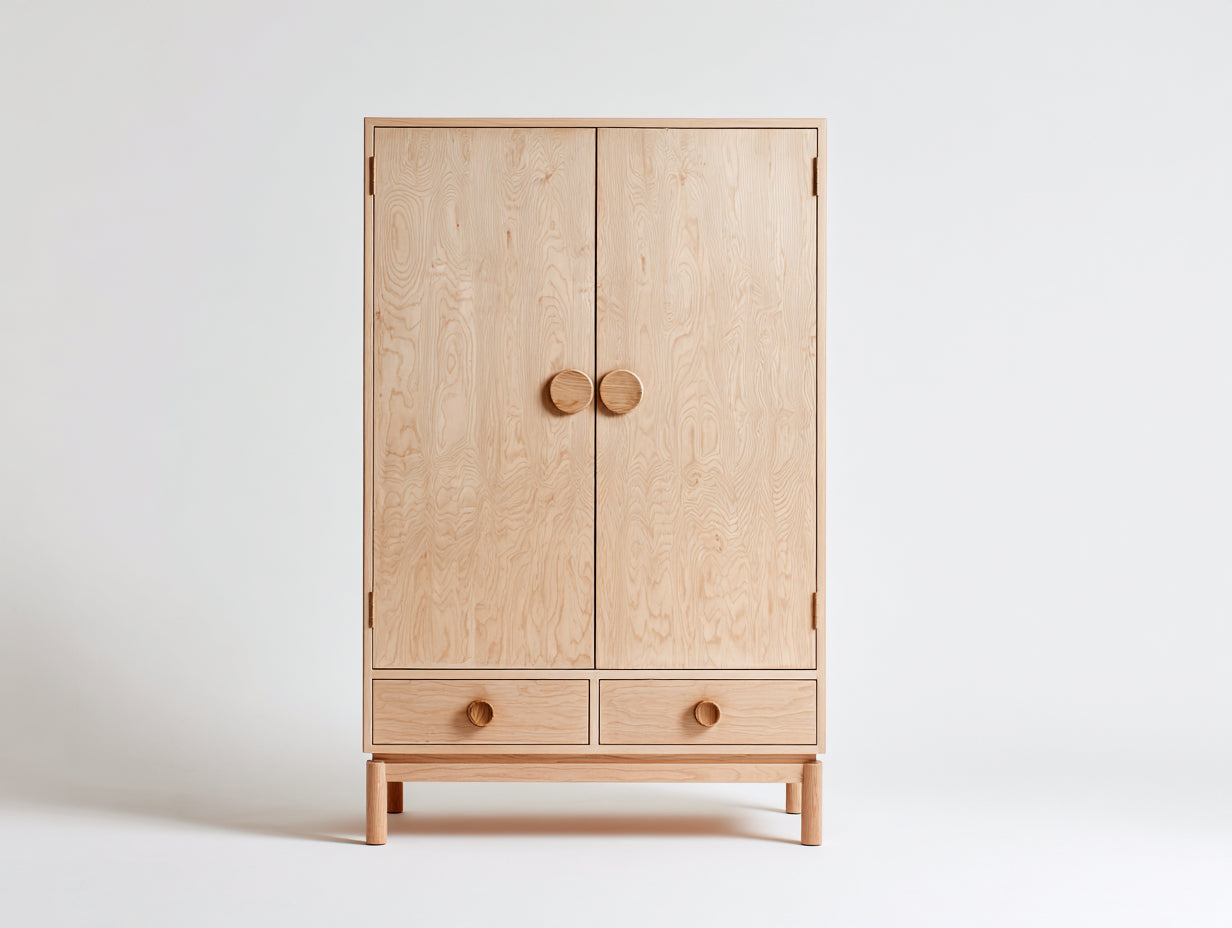 Armarios armario de madera maciza 100x50x180 cm - Natural - Estilo escandinavo moderno