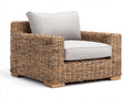 Sillones de ratán sillón de ratán tejido natural con cojín beige 85x85x80 cm - Natural-Beige - Estilo rústico contemporáneo